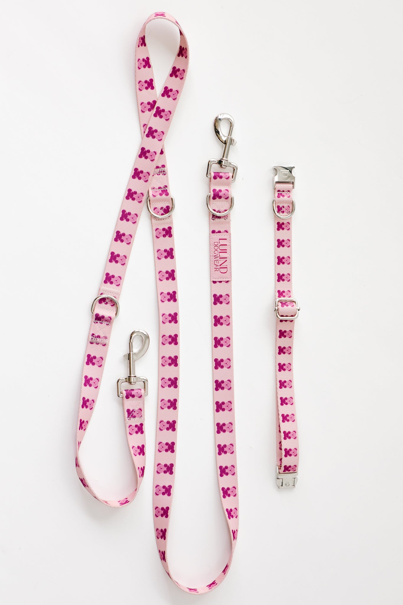 Pink Teddy Collar & Adjustable Leash Set