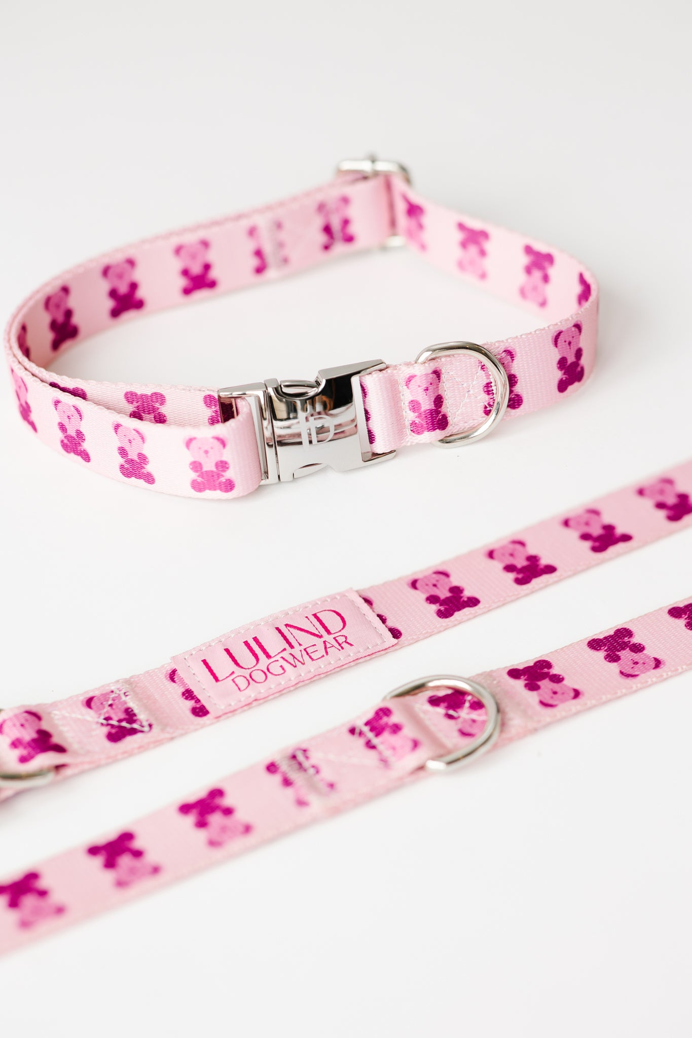 Pink Teddy Collar & Adjustable Leash Set